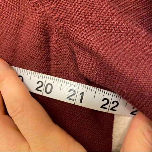 J. Jill Pure burgundy red Pull over long tunic v neck tiered modal sweater -L - Picture 7 of 11